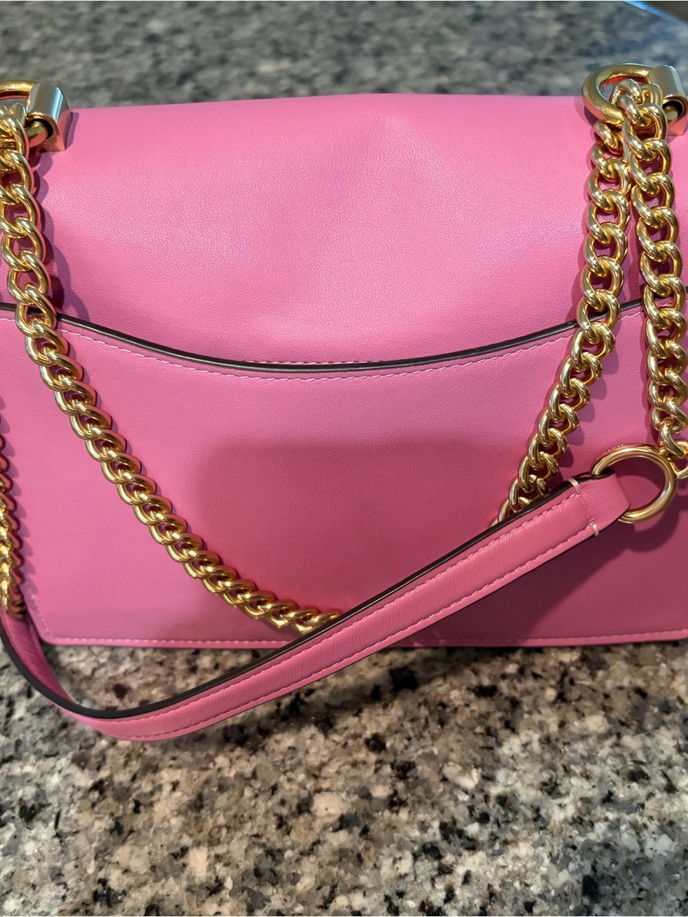 Coach Pink Leather & Signature Canvas Chain Crossbody Bag with Gold Hardware - Picture 3 of 5